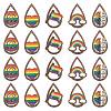 40Pcs 5 Styles Rainbow Printed Aspen Wood Big Pendants WOOD-CJ0001-69-1