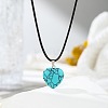 Synthetic Turquoise Heart Pendant Black Cord Necklaces NI9317-7-1