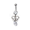 Alloy Pave Cubic Zirconia Bowknot Curved Barbell Dangle Belly Rings FS-WG3E776-04-1-1