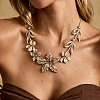 Alloy Crystal Rhinestone Flower Bib Necklaces for Women WGBAD31-01-3