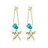 Alloy & Synthetic Turquoise Chip Hoop Earrings FS-WG5F607-01-5