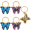 15Pcs 3 Styles Butterfly Printed Alloy Braiding Hair Pendant Decoration Clips OHAR-BM0001-04-7