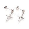 925 Sterling Silver Cross Dangle Stud Earrings STER-N016-108P-2