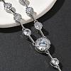 Brass Pave Clear Cubic Zirconia Y Necklaces NJEW-G183-06P-02-2