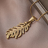 304 Stainless Steel Crystal Rhinestone Leaf Pendant Necklace for Women EA5078-3