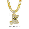 Zinc Alloy Full Crystal Rhinestone Bear Pendant Cuban Link Chain Necklaces for Men FS-WGDB54B-04-1