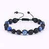 Adjustable Natural Round Lapis Lazuli Braided Bead Bracelets for Women Men DE0443-6-1