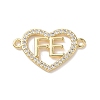 Brass Micro Pave Clear Cubic Zirconia Letter FE Links Connector Charms KK-L268-024G-01-1