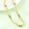 7MM Brass Pave Cubic Zirconia Figaro Chain Necklaces NJEW-D324-05G-03-4