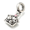 Rack Plating Alloy Pink Enamel European Dangle Charms PALLOY-A009-09AS-2