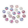 Half Round/Dome Floral Printed Glass Cabochons GGLA-A002-12mm-UU-1