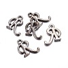 Gunmetal Plated Alloy Letter Pendants LS-PALLOY-J718-01B-R-2