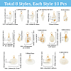 80Pcs 8 Styles Natural Mixed Shell Pendants PALLOY-BM00008-2