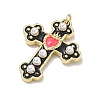 Brass Enamel with ABS Plastic Imitation Pearl Pendants KK-Z153-16G-03-2