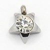 201 Stainless Steel Rhinestone Star Charm Pendants RB-M030-01-2