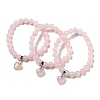 8.5mm Round Natural Rose Quartz Beaded Stretch Bracelets BJEW-C074-01L-1