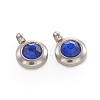 Trendy Original Color 304 Stainless Steel Faceted Grade A Rhinestone Flat Round Charms Pendants RB-N030-01H-1