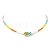 Glass & Brass Beaded Necklaces NJEW-JN06622-3