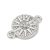 Brass Micro Pave Clear Cubic Zirconia Sun Connector Charms KK-P302-12P-2