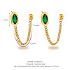 304 Stainless Steel & Cubic Zirconia Dangle Tassel Chains Earrings WG42BD9-01-1