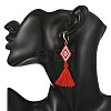 Glass Seed Beads & Brass Dangle Earrings for Women EJEW-MZ00800-02-2