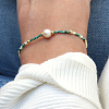Imitation Pearl Round and Glass Seed Beaded Stretch Bracelets for Women ZU0307-1