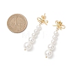 Shell Pearl Bowknot with Round Tassel Stud Earrings EJEW-JE06849-3