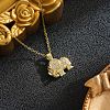 Brass Micro Pave Clear Cubic Zirconia Elephant Pendant 201 Stainless Steel Cable Chain Necklaces for Women WGE2C96-01-1