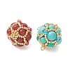 Natural & Synthetic Mixed Gemstone and Glass Seed Beaded Cluster Pendants PALLOY-MZ01334-2