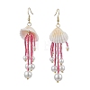 Glass & Natural Shell & Non-magnetic Synthetic Hematite Dangle Earrings EJEW-MZ00383-02-2