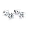 Fashionable Sterling Silver Clear Cubic Zirconia Stud Earrings MX3560-2-1