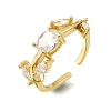 Brass Micro Pave Cubic Zirconia Cuff Open Rings CU-CBA108A-13G-02-4