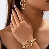 Iron Hammered Hollow Cross Hinge Bangles & Earrings & Rings Sets for Women WGA1E3C-01-1