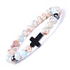 Natural Shoushan Stone & Synthetic Non-magnetic Hematite Beads Stretch Bracelets for Women Men BO6196-6-1