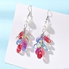 Glass & Plastic Pearl Teardrop Tassel Dangle Earrings EJEW-JE06818-2