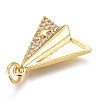 Brass Micro Pave Clear Cubic Zirconia Charms ZIRC-O035-15G-3