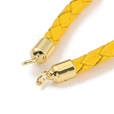 Leather Braided Cord Link Bracelets MAK-K022-01G-09-1