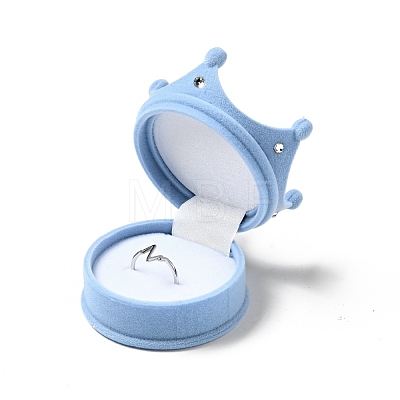 Flocking Plastic Crown Finger Ring Boxes CON-B008-01A-1