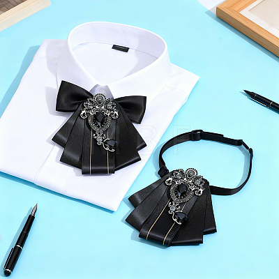 1Pc Detachable Polyester & Zinc Alloy & Glass Bowties Shoulder AJEW-HY0003-56-1