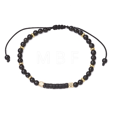 Natural Obsidian Braided Bead Bracelets BJEW-JB11241-05-1