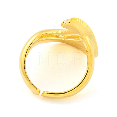 Brass C-shaped Open Cuff Ring for Women AJEW-U003-08G-1