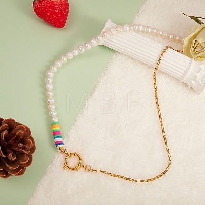 Vintage Natural Pearl Beaded Necklace for Girl Women NJEW-SW00002-03-1