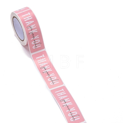 Pink Rectangle Paper Thank You Stickers DIY-C042-07B-1