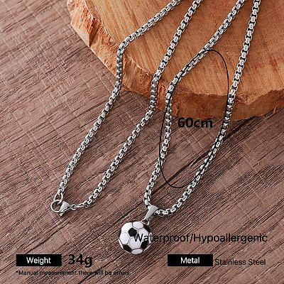 304 Stainless Steel Enamel Sports Pendant Necklaces for Men DC6547-2-1