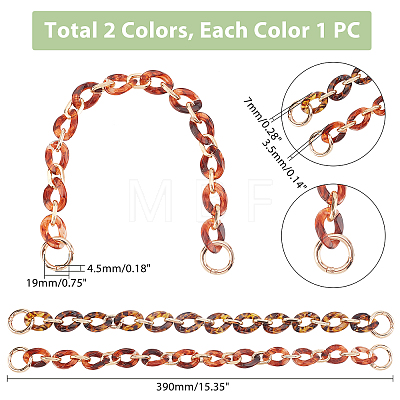 2Pcs 2 Colors Resin Curb Chain Bag Strap DIY-WR0001-51-1
