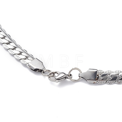 Non-Tarnish 304 Stainless Steel Cuban Link Chain Necklace for Men Women NJEW-E093-03P-01-1