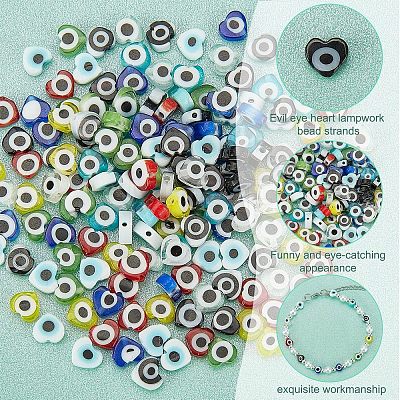 180Pcs 9 Colors Handmade Evil Eye Lampwork Beads Strands LAMP-FH0001-09-1