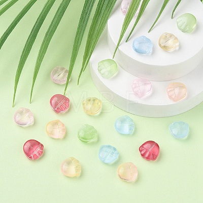 35Pcs Transparent Spray Painted Glass Beads GLAA-YW0001-66-1