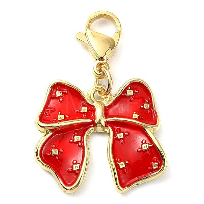 Bowknot Alloy Enamel Pendant Decorations HJEW-JM02209-1