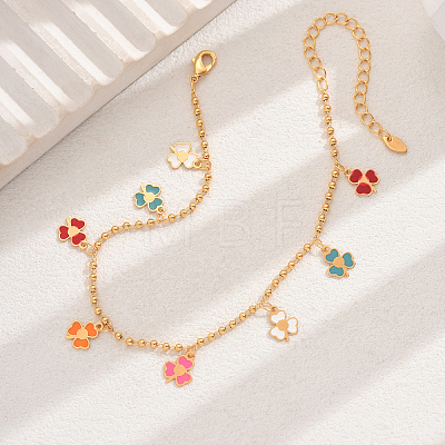 Fashionable Brass Enamel Flower Pendant Anklets for Women KA8156-1-1